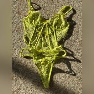 For Love & Lemons Women's Yellow and Green Bodysuit